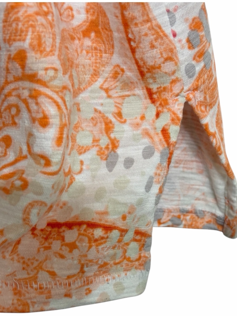 Chico's Pink Orange White Paisley Short Sleeve Tee Sz 3 XL - Picture 6 of 7